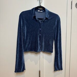 OAK + FORT Navy Velvet Button Down Shirt